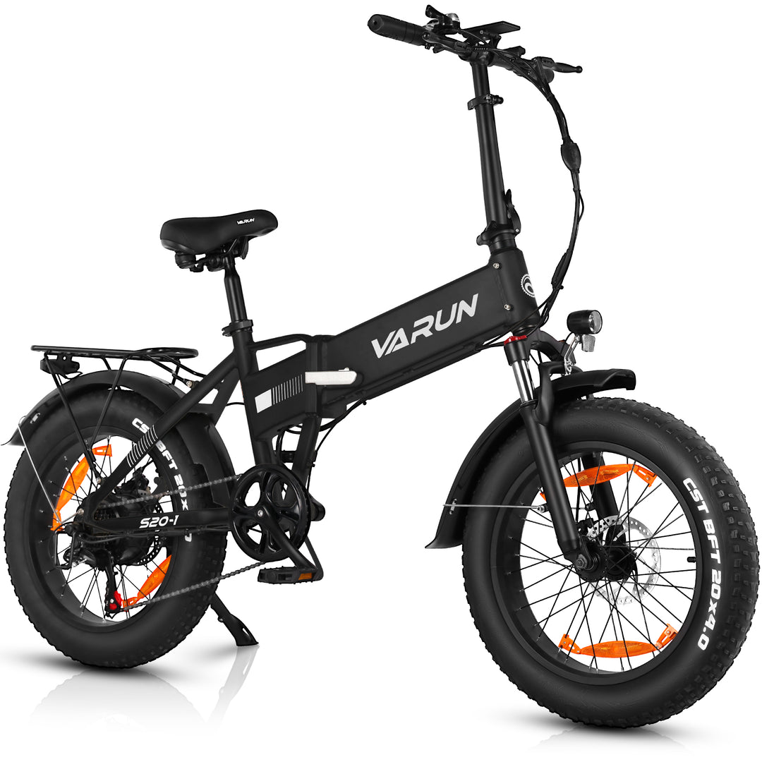 VARUN Folding Electric Bike - Ebikes for Adults Peak 500W Up to 40 Miles,13AH Removable Battery, Shock Absorber, and Pedal-Assist Level, Portable 20" Fat Tire Ebike for Women & Men