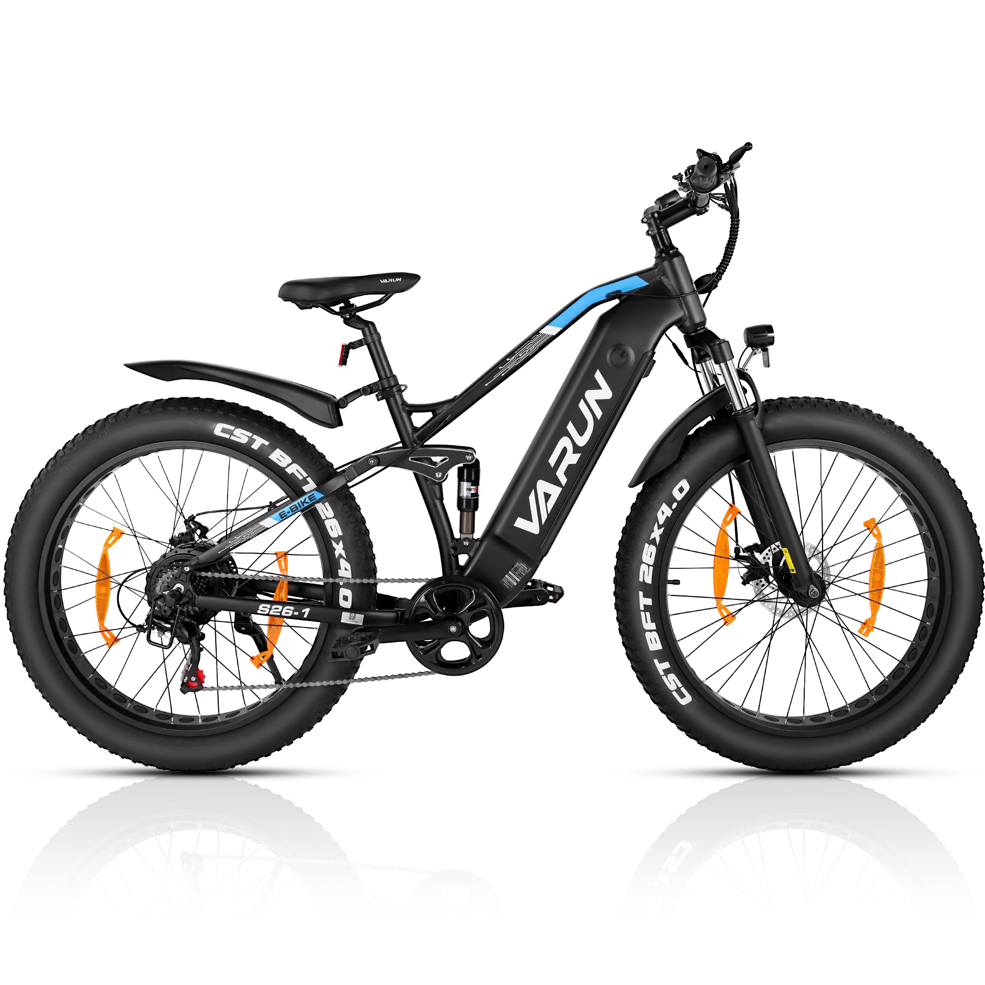 Fat Tire E Mountainbike Pedelec Full Suspension All Terrain Electric Bike 90 Nm Removable Battery Long Range Varun Ballistic 26 E Bike