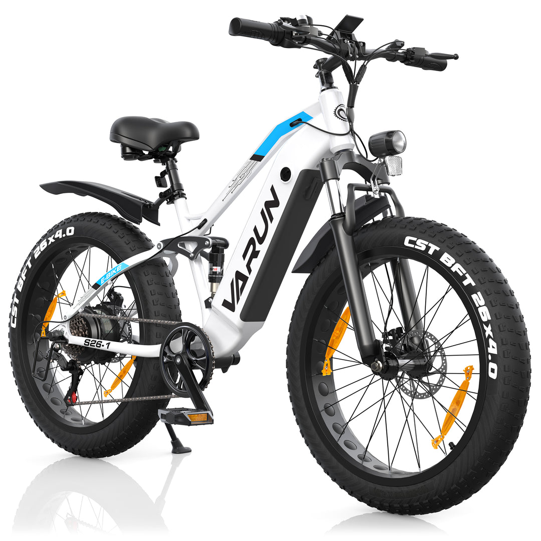 VARUN Electric Bike for Adults - Peak 750W Electric Bike for Men with 48V 16AH Anti-Theft Battery - Full Suspension Ebike for All Terrains Up to 25+MPH，60+ Miles