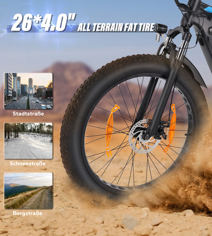 Fat Tire E-Mountainbike Pedelec Full Suspension All Terrain Electric Bike 90 Nm Removable Battery Long Range -Varun Ballistic 26'' E-Bike